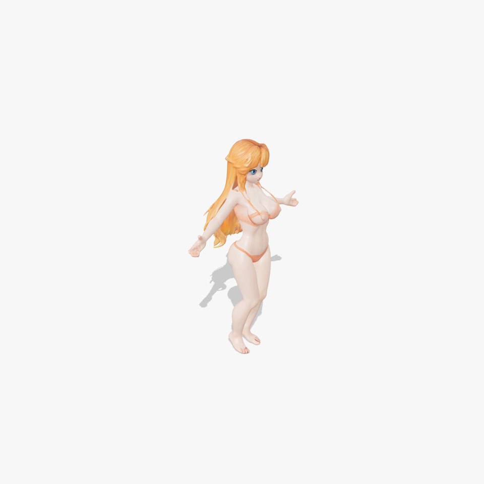 Stylized Female Anime Character Rigged and Animated
